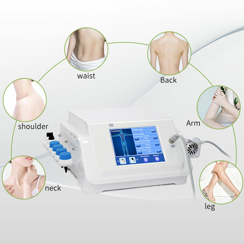 Máquina profissional da terapia de shockwave para o tratamento do ed, parte traseira e massager do pescoço