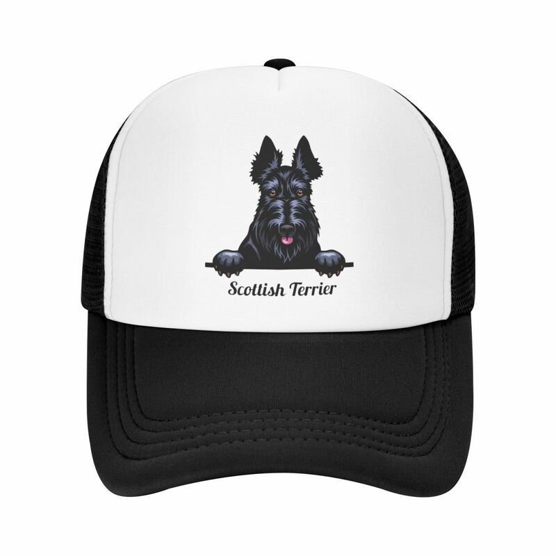 Custom Punk Peeking Dog Scottish Terrier Baseball Cap for Men Women Adjustable Trucker Hat Outdoor