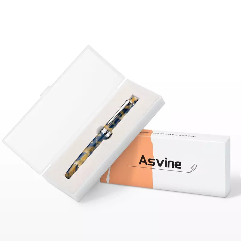 Asvine P50 Piston Fountain Pen Acrylic Bock / Asvine EF/F/M Nib Come with Wrench Tool Writing Office Business Pen