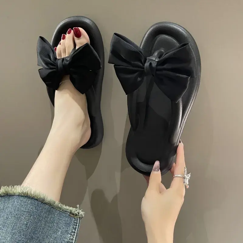 Sandal EVA datar wanita musim panas, sandal pantai wanita ringan luar ruangan, Sandal jepit simpul kupu-kupu mode baru