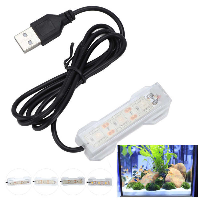 Lampu LED tangki ikan, aksesori tanaman lanskap, lampu LED pengisian daya USB untuk tangki ikan