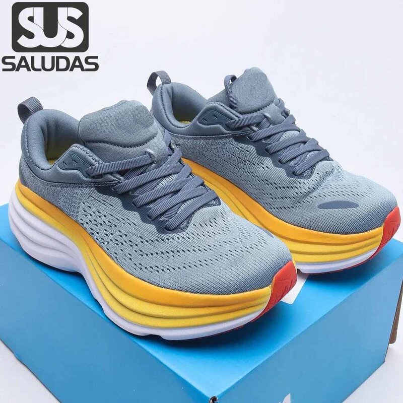 SALUDAS Bondi 8 Sneaker zewnętrzny bez rozcięcie siateczka powierzchni oddychające buty sportowe do joggingu lekkie amortyzujące buty do biegania