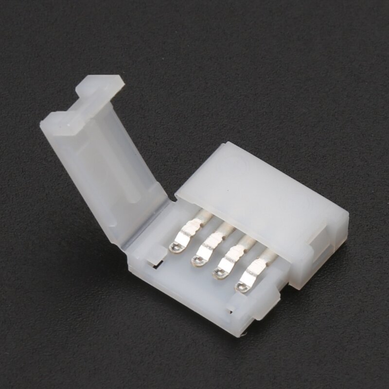 Conector acoplador clip-on sem solda 4 pinos 10mm para luz tira LED 5050 RGB