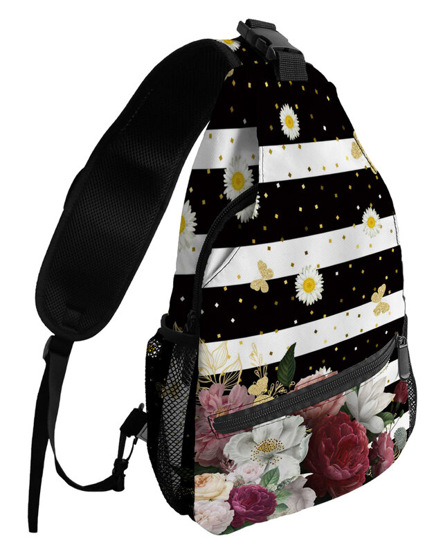 Нагрудная сумка для мужчин и женщин, Повседневная Спортивная дорожная водонепроницаемая сумка-мессенджер с рисунком маргаритки, бабочки, цветов