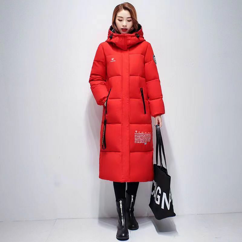 女性の冬のコート,女性の冬のジャケット,韓国風の冬のロングジャケット,膝の上に着用する,コットン