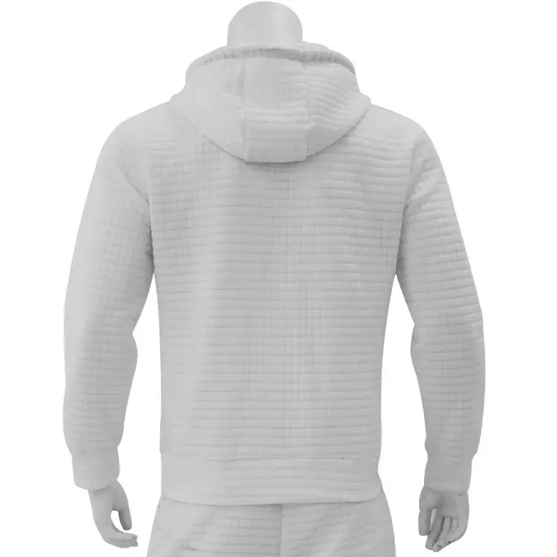 2024 Spring Solid Jacquard Zipper Hoodies for Men Slim-fit Running Sports Sweatshirts Male Autumn Waffle Casual Hooded Jackets