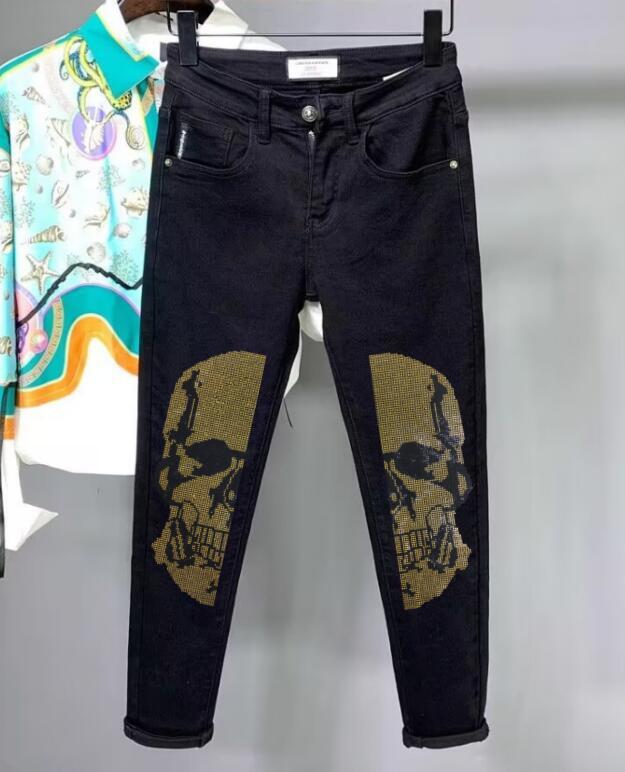 2024 new Casual jeans Men's Brand Rhinestone brand designer pants Summer New  Male Luxurious clothes High-quality