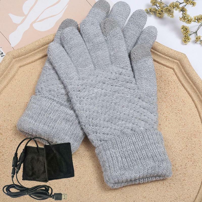 USB Heated Gloves Velvet Heated Mittens USB Powered Touchscreen Winter Hands Warm Gloves For Males Men Females Women