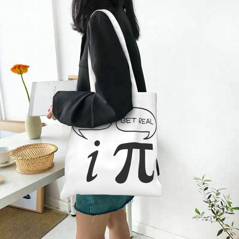 Geek matemática piada mercearia sacola de compras feminino engraçado matemática ciência professor presente lona ombro shopper bolsa