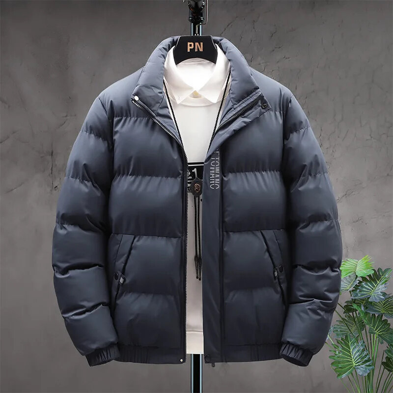 Winter Parkas Men 2024 Thick Warm Bomber Jacket Waterproof Long Sleeves Coat Collar Outerwear Plus Size Pocket Casual