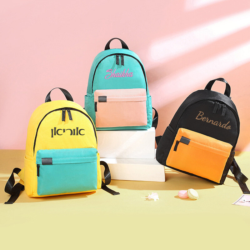 Nome Personalizado Pré-escolar Criança Mochila, Kindergarten Lightweight Daypack para meninos e meninas, bonito e legal