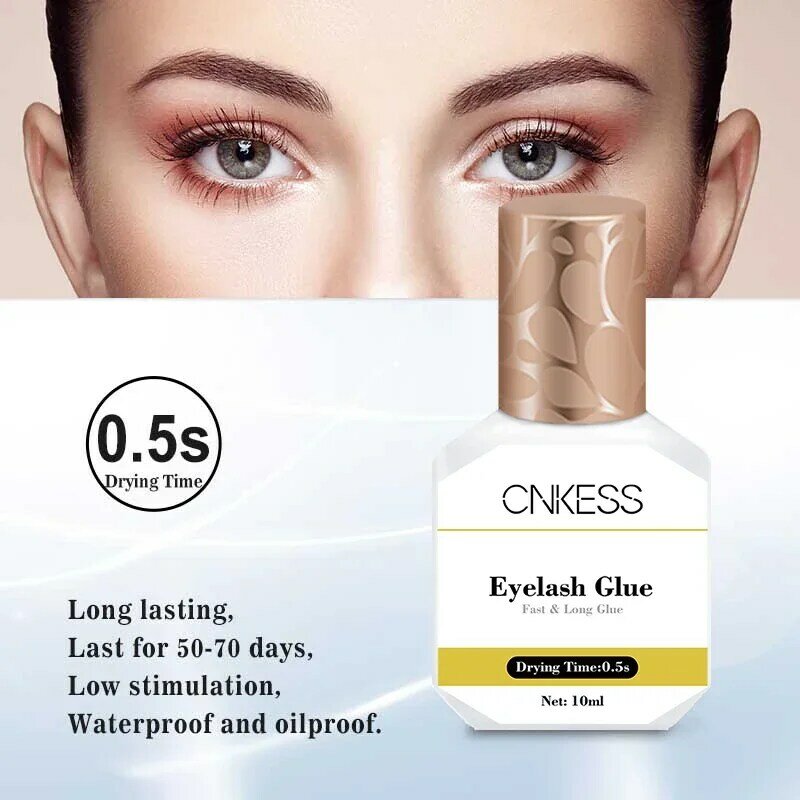 CNK 10ml Extra Strong Eyelash Extension Glue 0.5s Fast Drying Low Irritant Eyelash Glue Adhesive Retention 50-70 Days Wholesale
