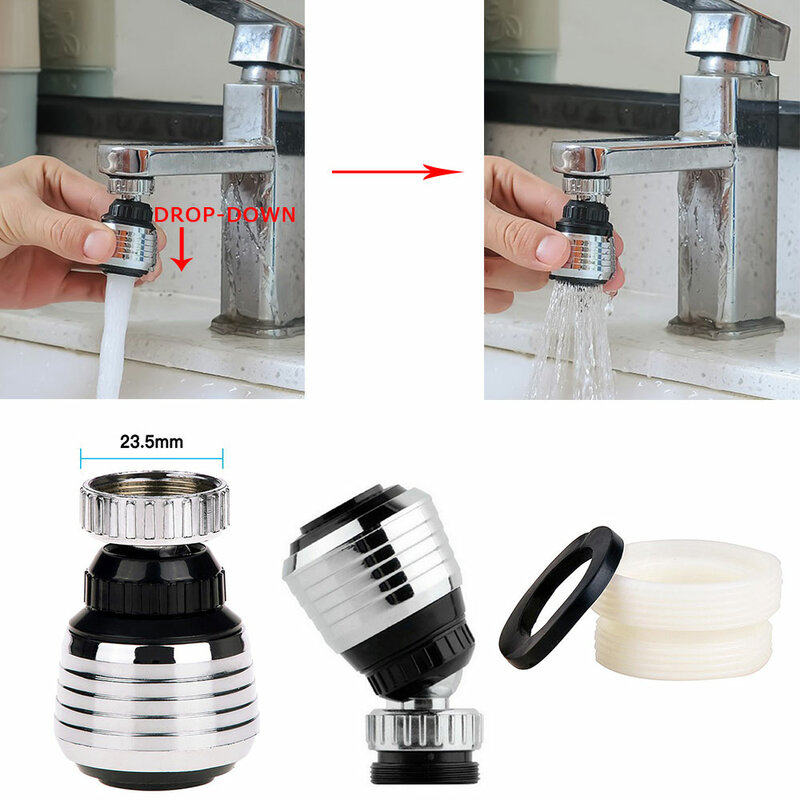 Oauee 360 Degree Swivel Kitchen Faucet Aerator Adjustable Dual Mode Sprayer Filter Diffuser Water Saving Nozzle Faucet Connector