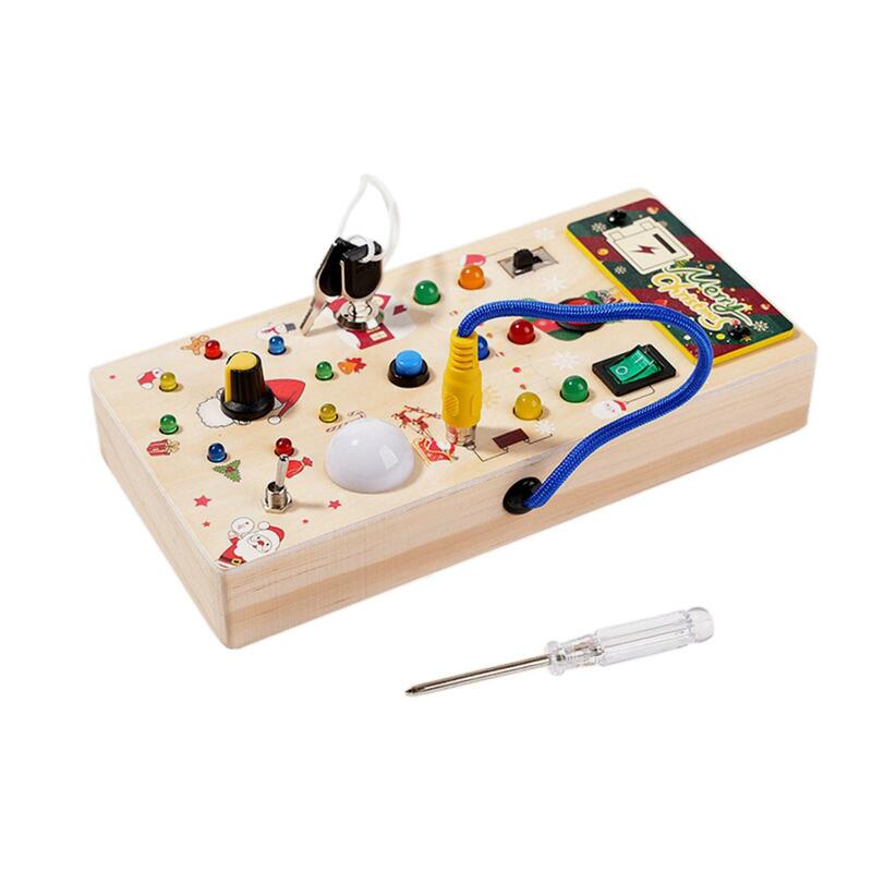 Kleinkinder Montessori führte beschäftigt Board frühen pädagogischen Spielzeug Lichter Schalter beschäftigt Board Spielzeug für Jungen Kleinkinder Weihnachten Geburtstags geschenk