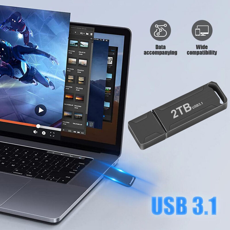 Pena Drive USB 3.1 kecepatan tinggi, pena Drive USB 2TB 100%, kapasitas True, Flash Drive 1TB, 512G Cle, USB Stick, hadiah pengiriman gratis