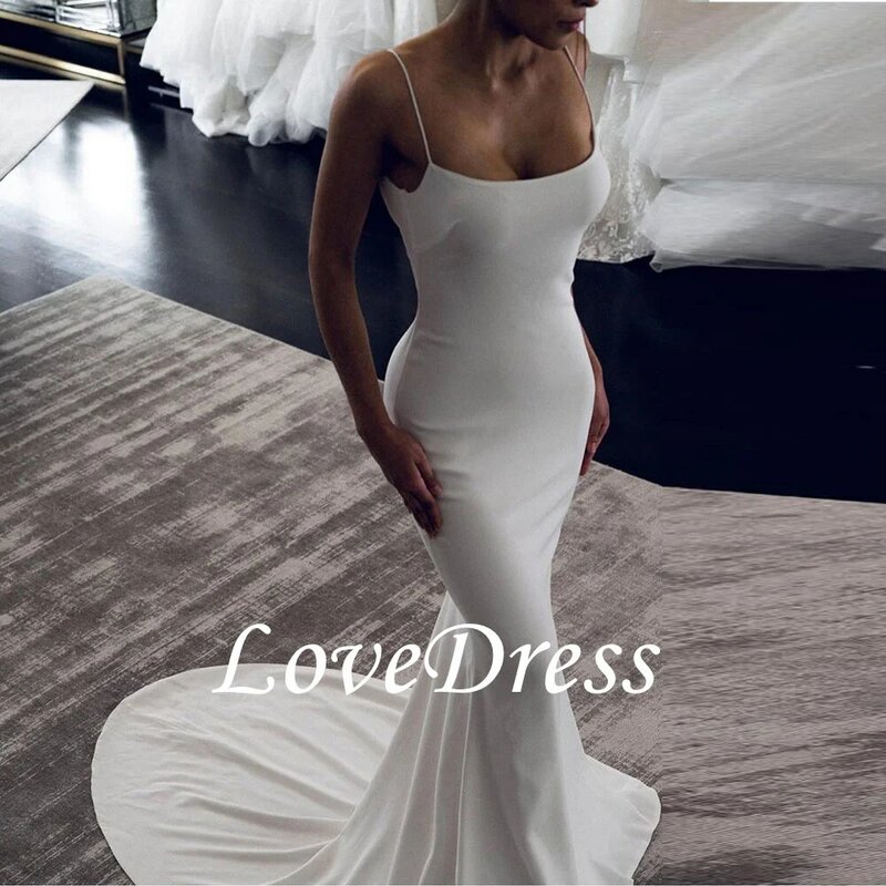 LoveDress-elegantes vestidos de noiva sereia para noivas, cintas, costas abertas simples, vestidos de noiva sexy, 2023