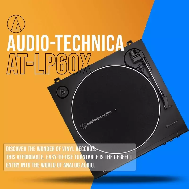 Audio-Technica AT-LP60X-BK Fully Automatic Belt-Drive Stereo Turntable Bundle with Eris 3.5 Monitors and Vinyl Cleaning Kit