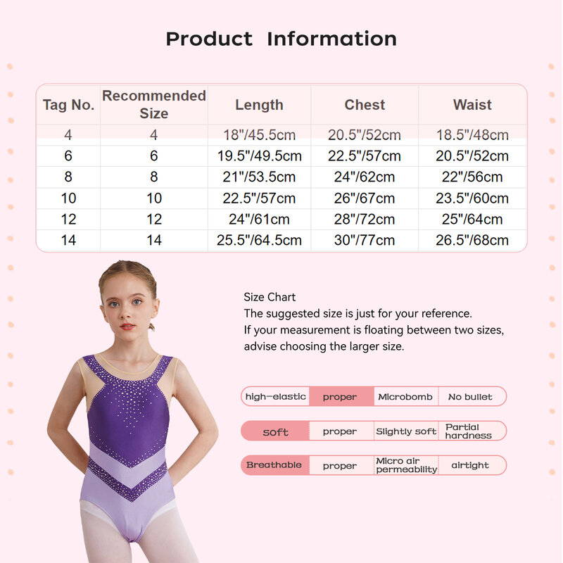 Kinder Mädchen rhythmische Gymnastik Trikot Performance Kostüm funkelnden Strass Farb block Mesh Patchwork ärmellosen Body