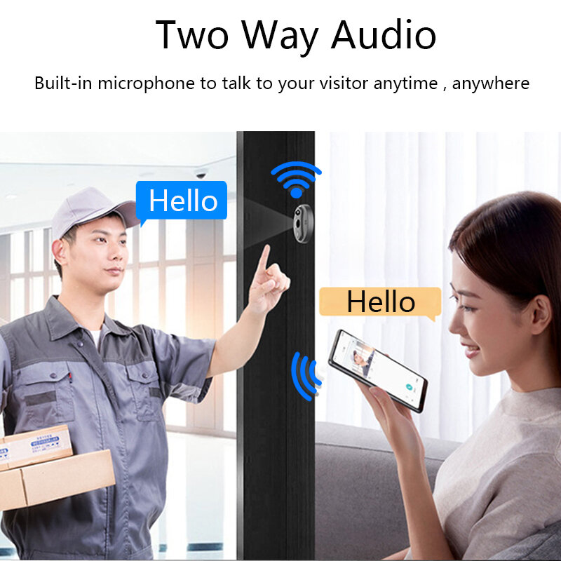 Дверной видеоглазок с Wi-Fi, камера для наблюдения за дверным звонком, с ЖК-монитором, ночным видением, управлением через приложение Tuya, для домашней безопасности в квартире