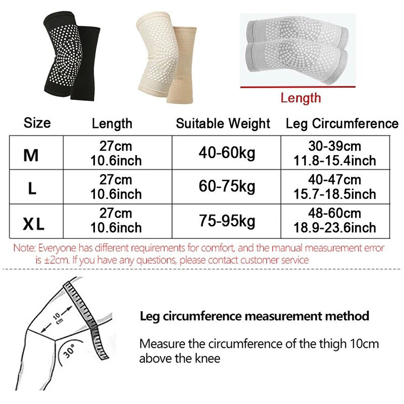 2PCS Self Heating Support Knee Pad Knee Brace Warm For Arthritis Joint Pain Relief Injury Magnetic Knee Pain Brace Leg Warmer