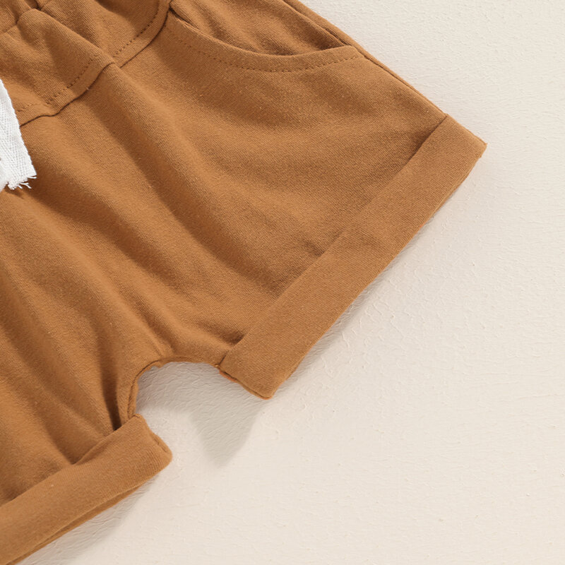 VISgogo pakaian kasual bayi laki-laki 0-3 tahun, kaus cetak huruf lengan pendek dengan celana pendek pinggang elastis 2 potong musim panas