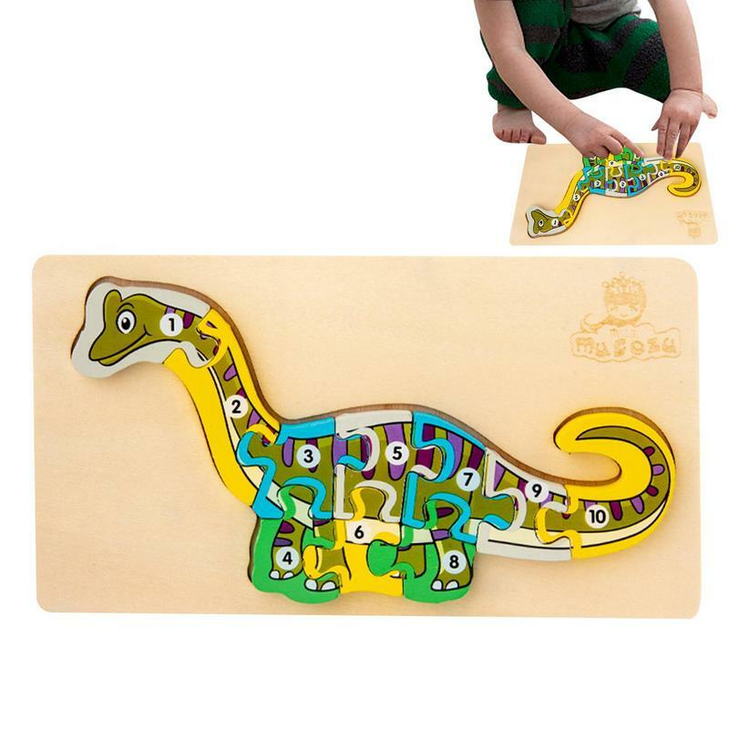 Quebra-cabeças de madeira de dinossauro para crianças, brinquedos montessorianos para meninos e meninas de 2 a 4 anos, 2 a 4 anos