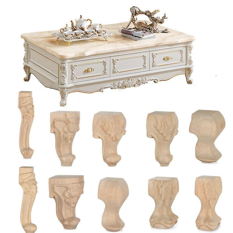 Patas de madera talladas para muebles, pies de madera Vintage para asiento de gabinete, mesas, armario, decoración del hogar