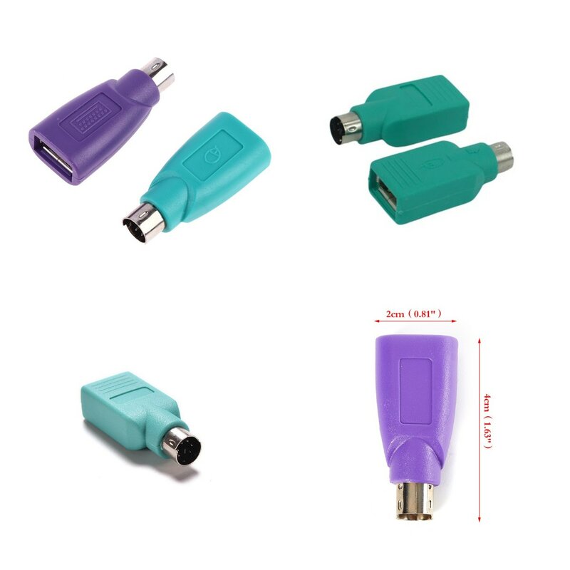 Konverter adaptor USB PS2 PS/2 ke Usb, aksesori Mouse Keyboard warna ungu + hijau