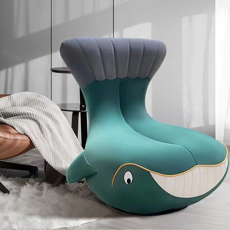 Sofá giratorio creativo para una sola persona, silla de ocio para niños, balcón, sala de estar, animal ballena