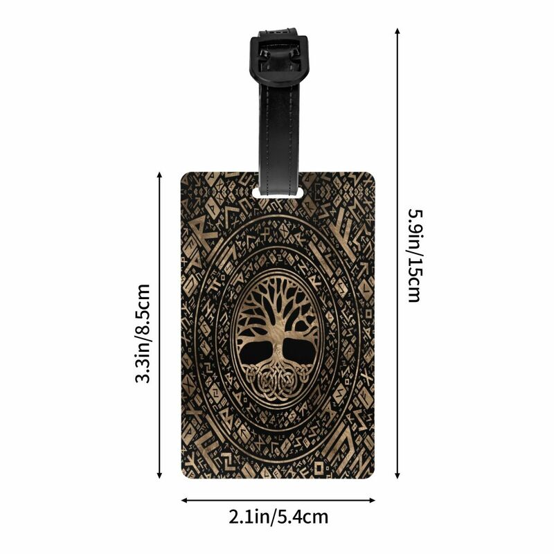 Pohon Kehidupan Yggdrasil Tag bagasi pola Runic untuk koper mode Viking simbol Norse penutup Label bagasi nama kartu ID