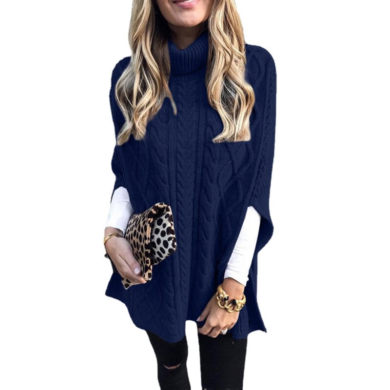 Sweter Vintage Syal Rajutan Twist Leher Kura-kura Wanita Musim Gugur Pullover 2022 Sweter Longgar Mode Top Kasual Kebesaran