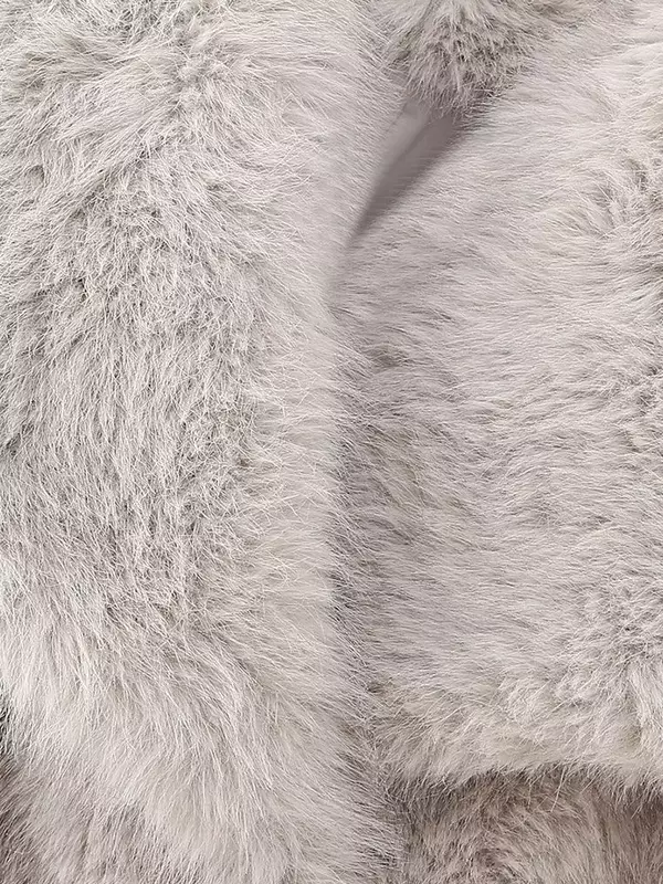 Abrigo de piel sintética esponjosa para mujer, abrigo cálido informal de manga larga con cuello vuelto, chaqueta de lujo a la moda para invierno, novedad