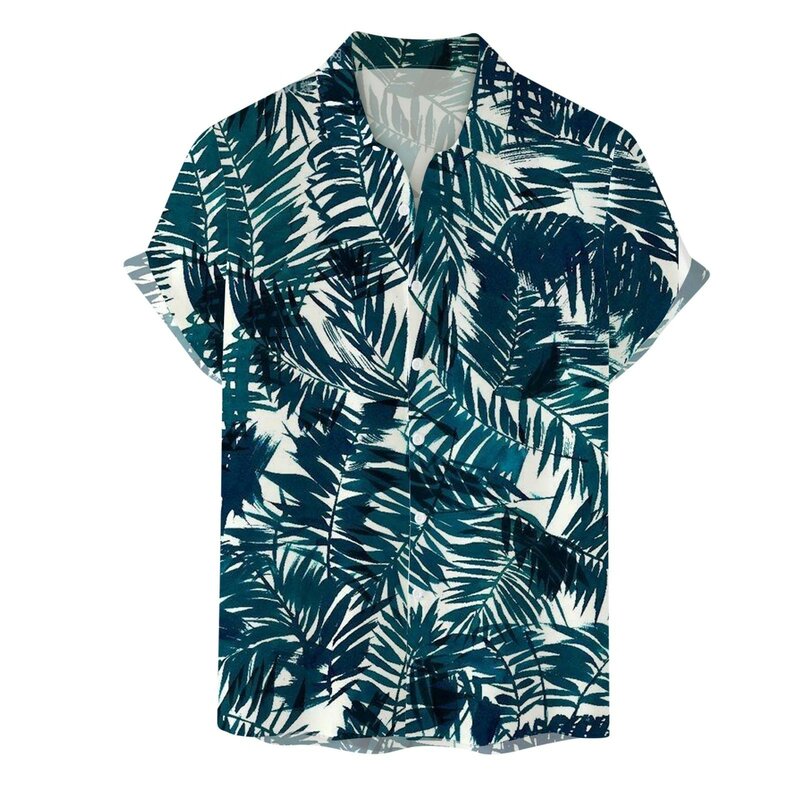 Homens havaiana 3D impresso camisa floral extragrande, Harajuku Y2k roupas, padrão de planta, praia tropical, casual férias de rua, verão