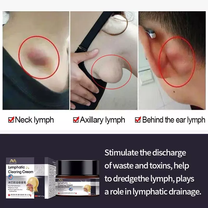 Lymphatic Detox Cream Armpit Neck Breast Anti-swelling Treatment Medical Ointment Lymph Nodes Drainage Care American Formula