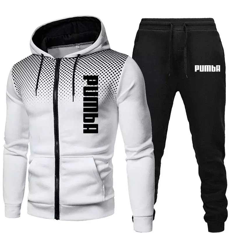 Fashion Letter Print Tracksuit Men's Solid Color Hoodies + Pants Sets Sports Casual Male Fleece Suit Running Pullover Sweatpants