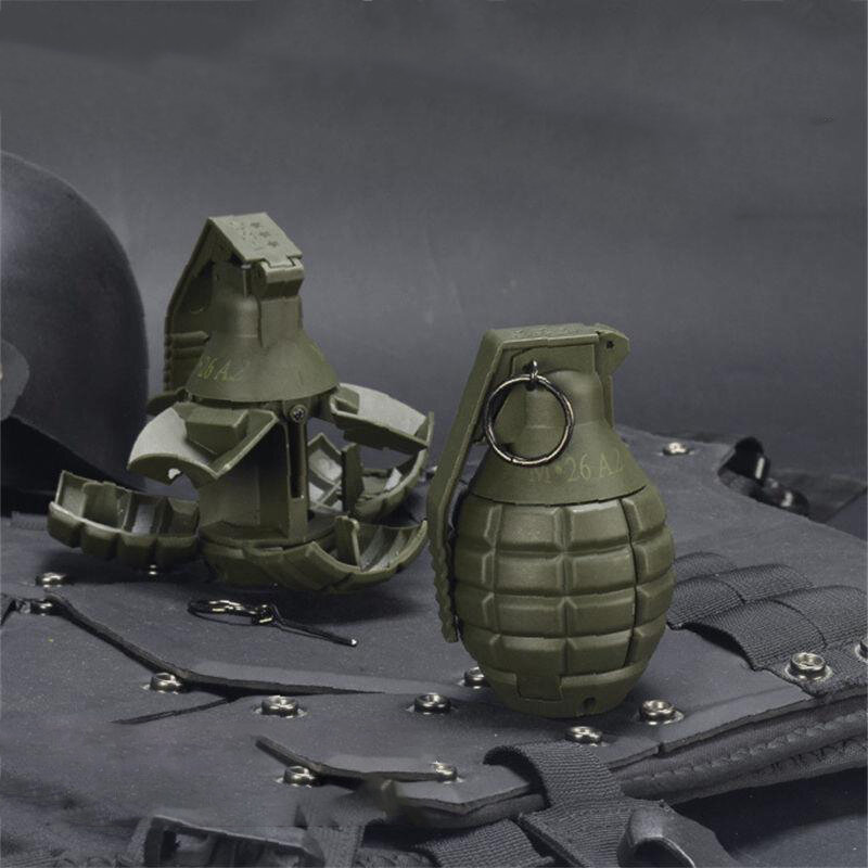 AQzxdc 2 buah Model granat Airsoft, Model granat asap taktis, granat M67 Burst, berbagai Model granat Airsoft