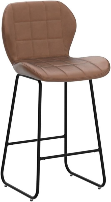 Bar Stools Set of 4 Modern PU Leather Bar Height Stool Chairs with Back and Footrest for Pub Coffee Home Dinning