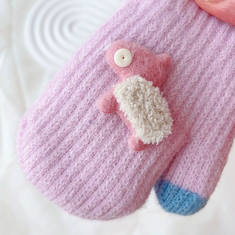 Autumn Winter Gloves Children Baby Gloves Thicken Knitted Keep Warm Warm Mittens Elastic Full Finger Mittens For 0-2 Years Old