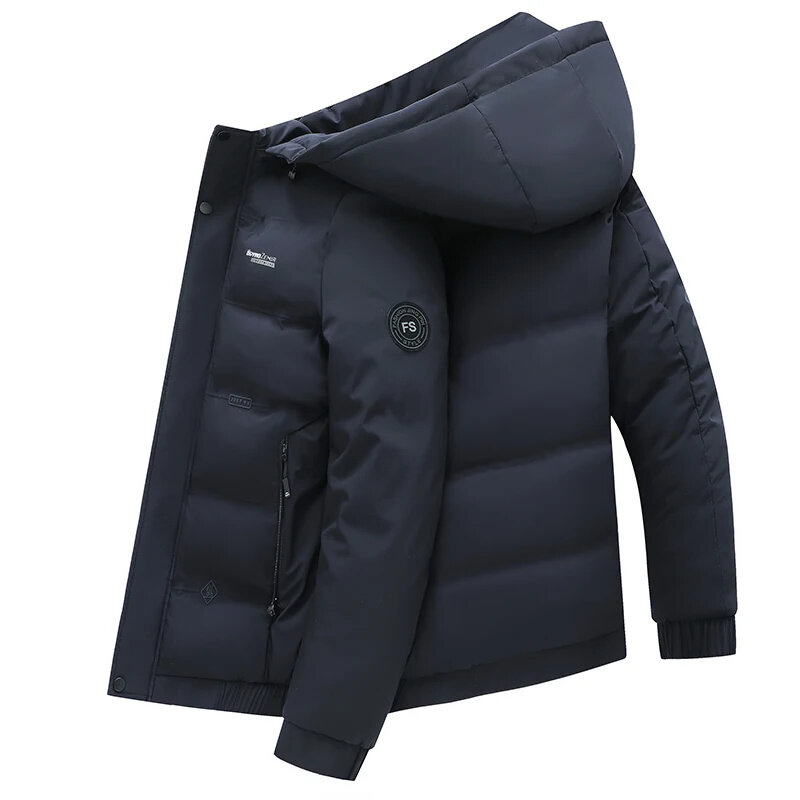 Модная брендовая мужская повседневная теплая ветрозащитная парка пальто высокого качества верхняя одежда 2024 Мужские осенне-зимние однотонные повседневные куртки с капюшоном