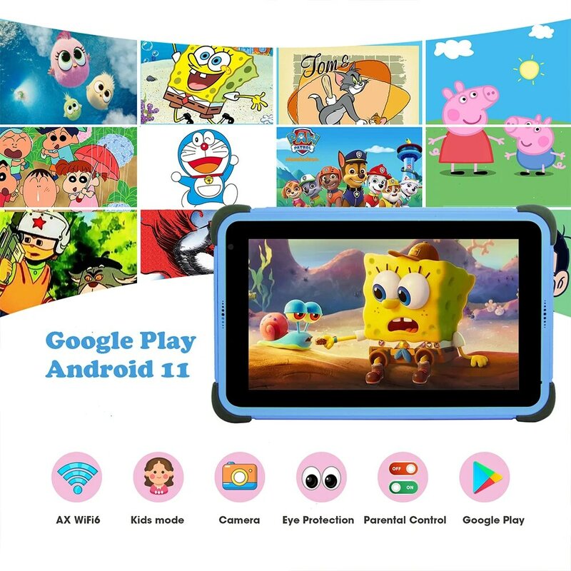 Weelikeit 8 Inch Kids Tablet Voor Kind Android 11 1280X800 Ips Kinderen Studie Tablet 2Gb 32Gb Quad Core 4500Mah Wifi Met Standaard