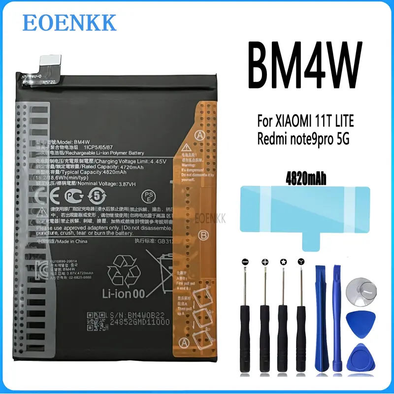 100% Original High Quality 4820mAh BM4W Battery For Xiaomi Mi 10T lite 5G Batteries Bateria+ Free tools