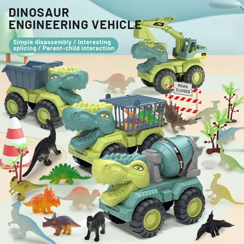 Kinder Gesimuleerde Dinosaurus Glijdende Technische Voertuig