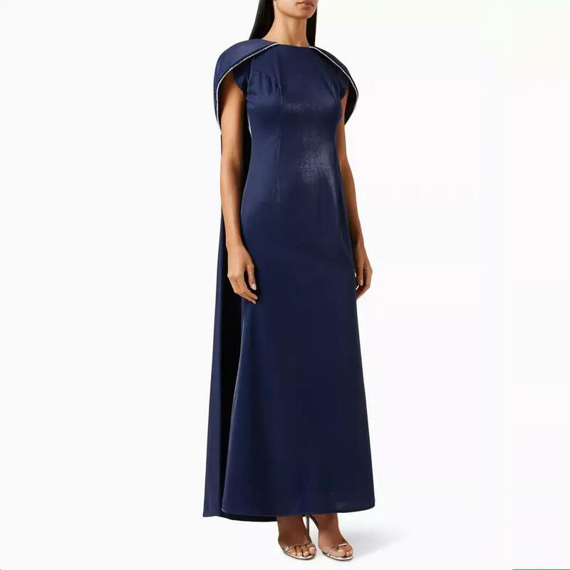 Vestido de noche de Dubái con cuello redondo para mujer, manga chal, longitud hasta el tobillo, vestidos de fiesta de boda, verano, 2024