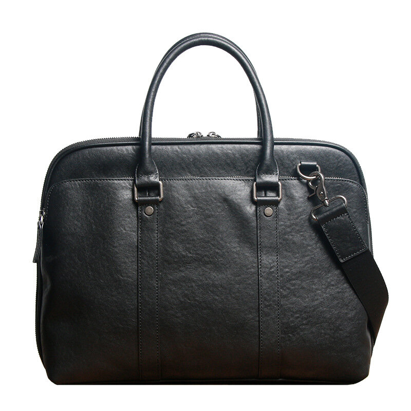 Large Capacity Men's Genuine Leather Briefcase for Document and Laptop