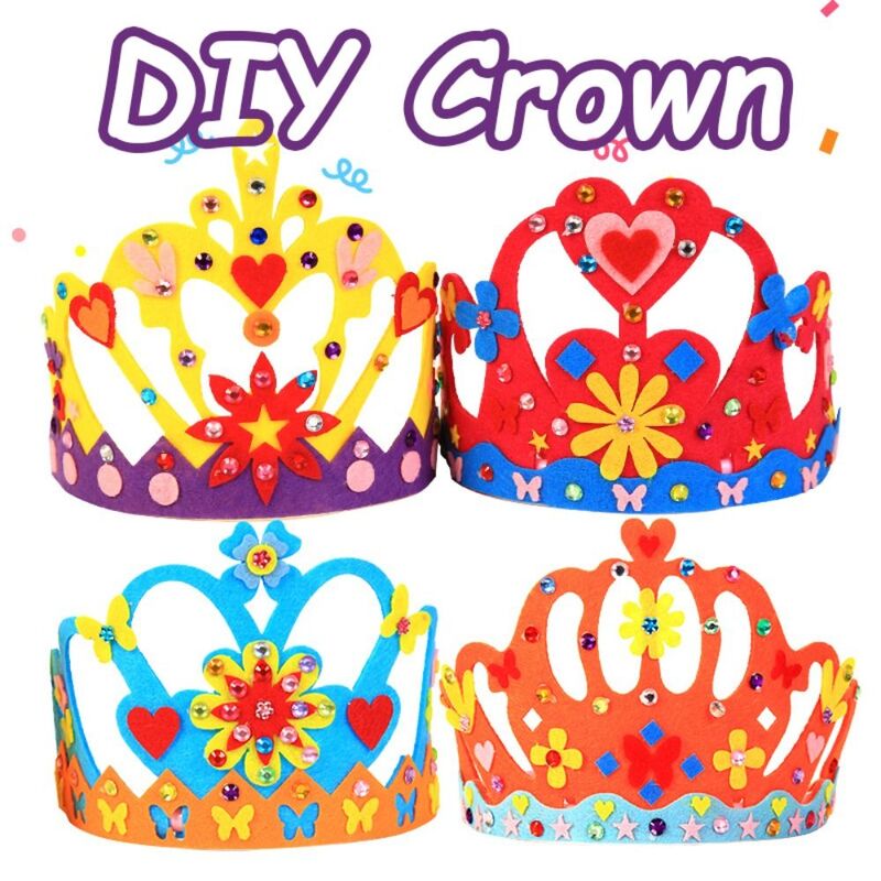 Non-woven Fabric Kids DIY Arts Hats Handicrafts Educational Princess Butterfly Hat Flower Montessori Queen Crown Head Band