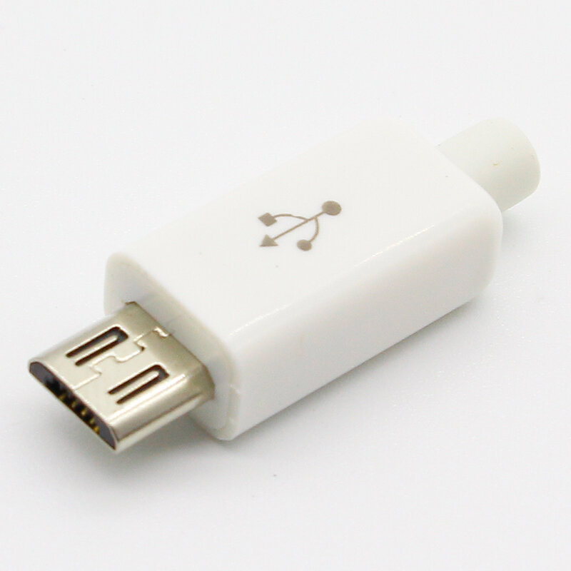 Pengisi daya konektor USB mikro 5Pin, 10 buah soket pengisian daya ekor USB 5P tipe Las 4 in 1 Putih Hitam