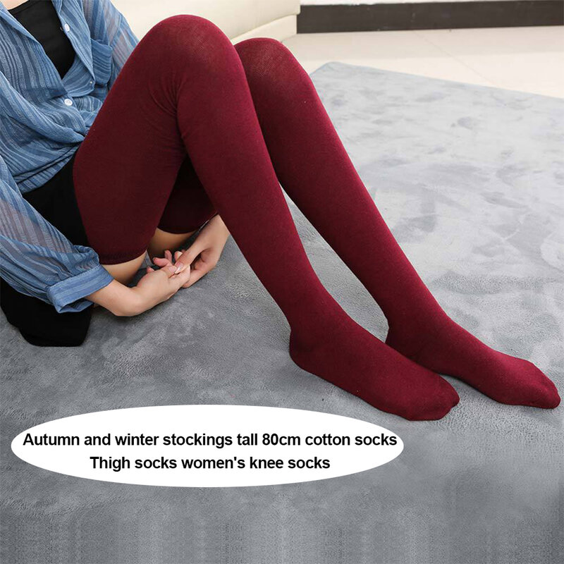 2023 nowe 80cm zakolanówki nad skarpety do kolan dla kobiet długie pończochy grube getry bawełniane wysokie skarpetki dziewczęce