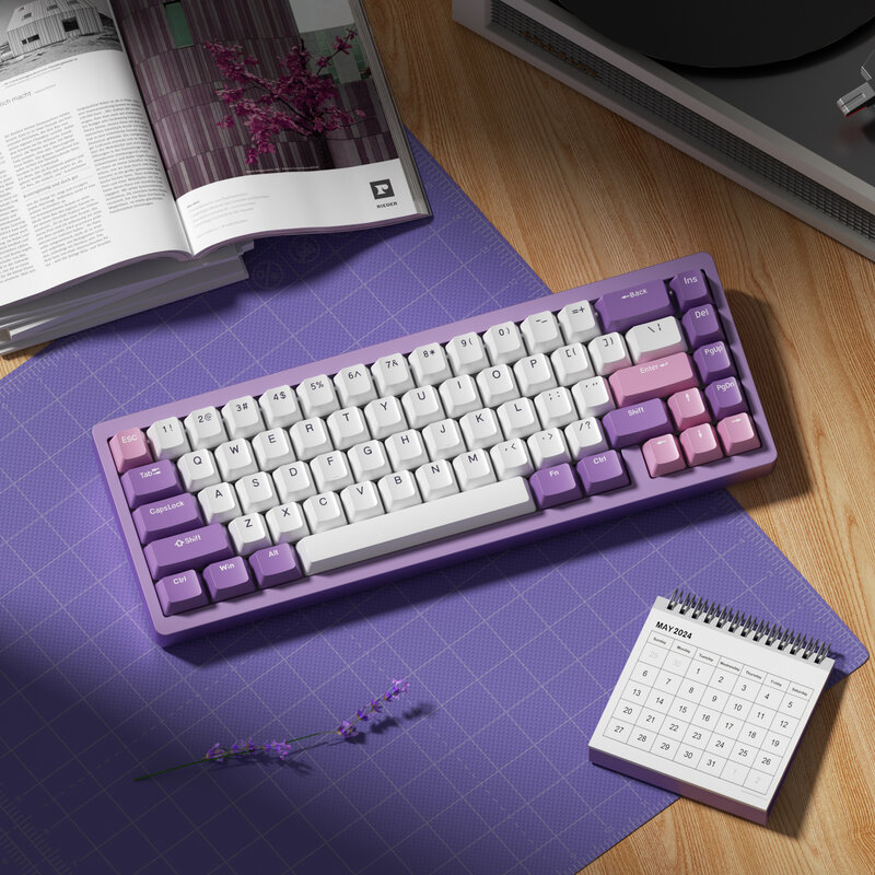 Алюминиевая механическая клавиатура с подсветкой, 66-клавишная Проводная USB клавиатура с RGB подсветкой, 65% Замена горячей замены, игровая механическая клавиатура