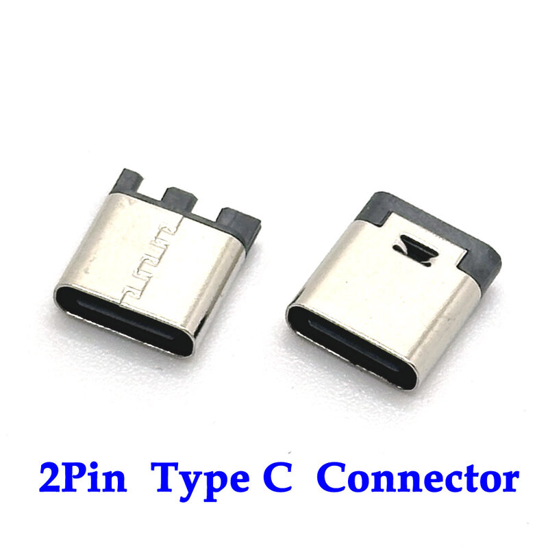 Conector fêmea USB tipo C, Instalação direta, Porta de carregamento do telefone móvel, Soquete SMT de 2 pinos, USB 3.1, 1 pc, 30pcs