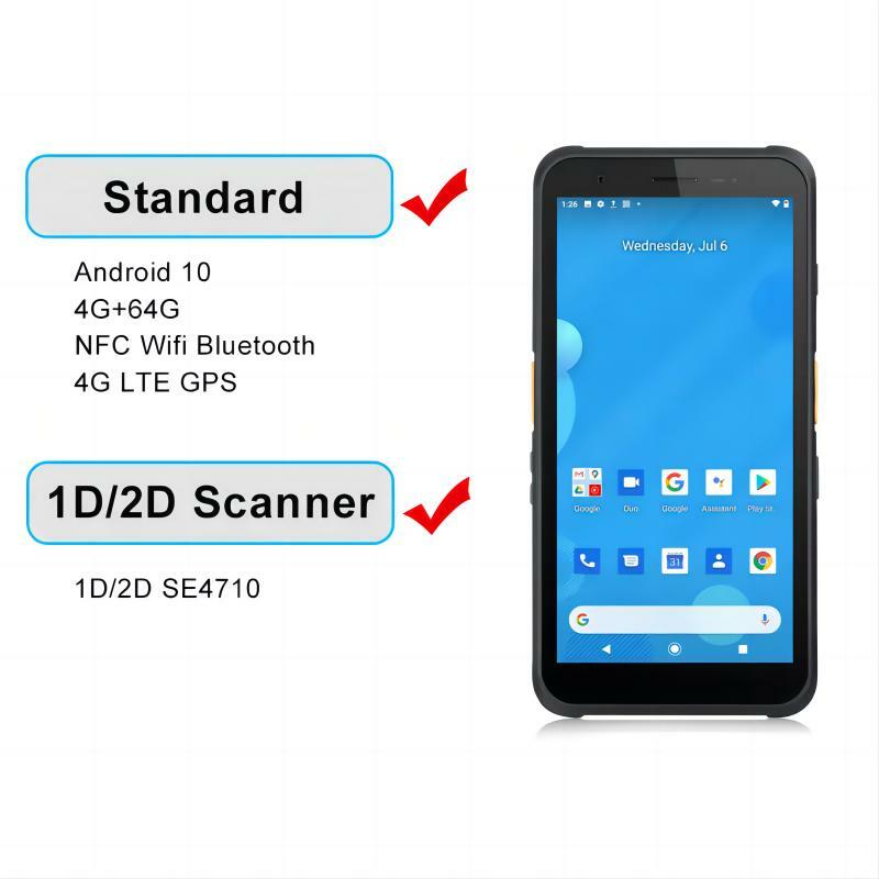 Android 10 robusto palmare PDA 2D Scanner di codici a barre Full Touch Screen 5.7 "WiFi e 4G LTE per il monitoraggio dell'inventario e delle risorse del magazzino